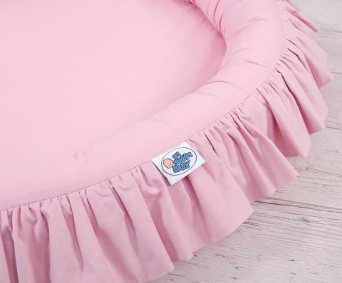 Zestaw: baldachim wiszący do pokoju dziecięcego, gniazdko z falbanką, poduszki - różowy