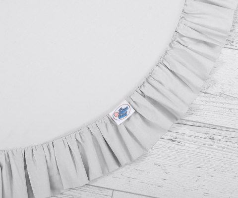 Zestaw: baldachim wiszący do pokoju dziecięcego, mata z falbanką, poduszki - szary