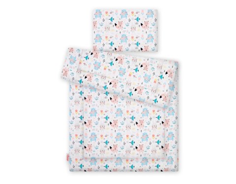 Komplet pościeli dla dzieci z wypełnieniem 120x90cm - misie niebieskie