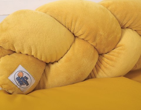 Ochraniacz warkocz pleciony MINKY do łóżeczka 180cm - musztardowy