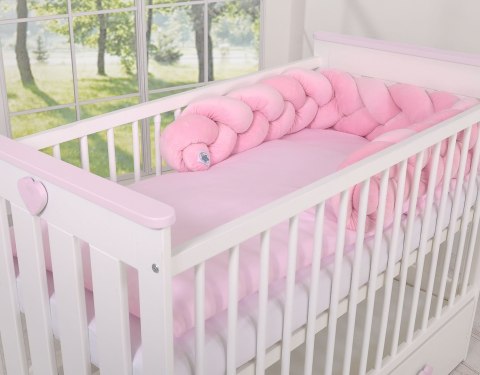 Ochraniacz warkocz pleciony MINKY do łóżeczka 180cm - różowy