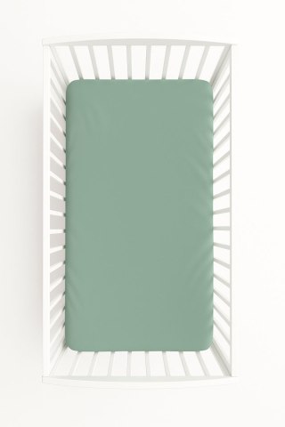 Prześcieradło bawełniane z gumką do łóżeczka 120x60 cm - szałwia