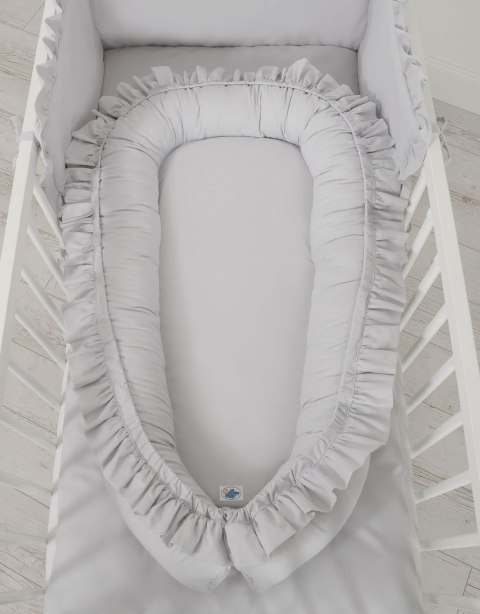 Kokon niemowlęcy kojec otulacz Premium z falbanką MY SWEET BABY- szary