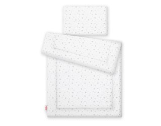 Komplet pościeli dla dzieci z wypełnieniem 135x100 cm - mini gwiazdki szare na białym tle