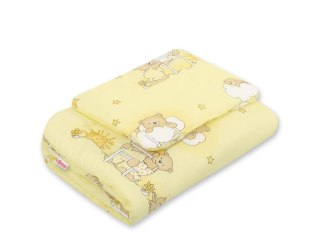 Komplet pościeli dla niemowląt z wypełnieniem 2-cz 75x100cm NEWBORN - Misie w chmurkach żółte