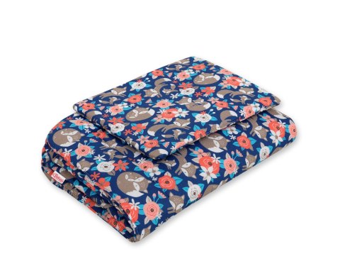 Komplet pościeli dla niemowląt z wypełnieniem 2-cz 75x100cm NEWBORN - lisia rodzinka na granacie