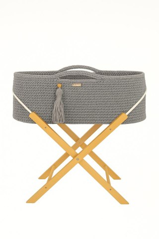 Kosz Mojżesza BOHO Handmade ze stojakiem - ciemny szary