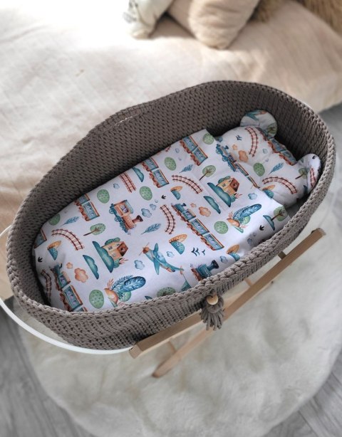 Kosz Mojżesza BOHO bawełniany Handmade z materacykiem - mocca