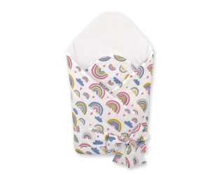 Rożek dla niemowląt z wiązaniem 2w1 usztywniany i miękki - tęcza