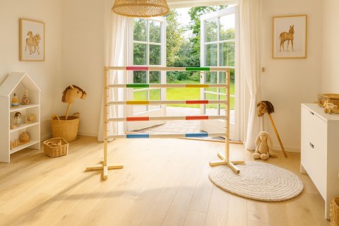 Przeszkoda skokowa do Hobby Horse 160cm, h-120 cm, belka czerwona