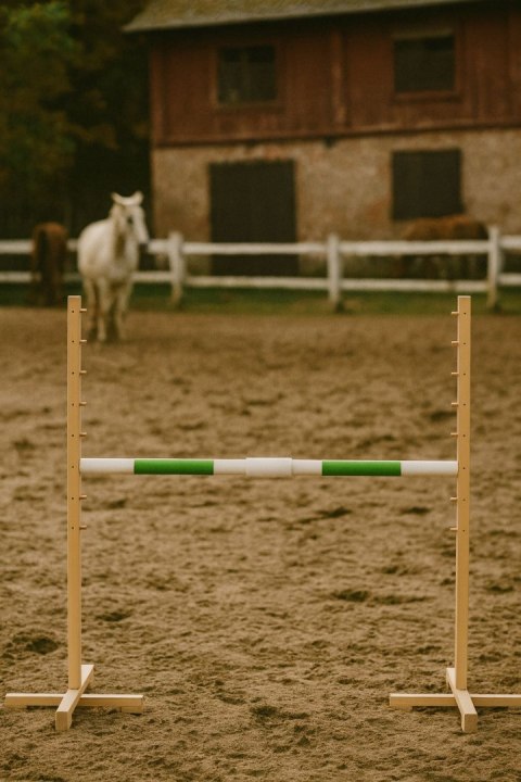 Przeszkoda skokowa do Hobby Horse 160cm, h-120 cm, belka zielona