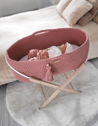 Kosz Mojżesza BOHO bawełniany Handmade z materacykiem - blush