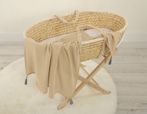 Muślinowy kocyk dla niemowląt z chwostami - camel