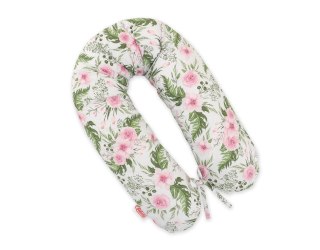 Poduszka ciążowa Longer dla kobiet w ciąży do spania + zdejmowana poszewka - Peonie różowe