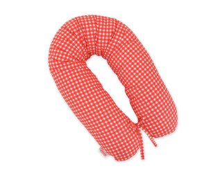 Poduszka ciążowa Longer dla kobiet w ciąży do spania + zdejmowana poszewka - kratka czerwona