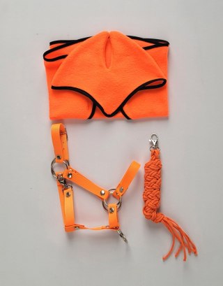 Zestaw dla Hobby Horse A3: polarowa derka + nauszniki - neon orange