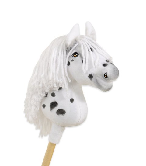 Hobby Horse Średni koń na kiju Premium biały tarantowaty A4