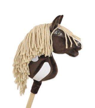Hobby Horse Średni koń na kiju Premium ciemnobrązowy western ciemnogniady z jasną grzywą A4