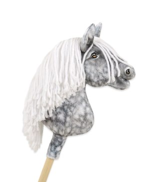 Hobby Horse Średni koń na kiju Premium siwek jabłkowity z białą grzywą A4