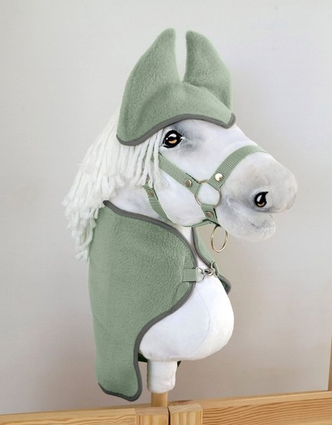 Zestaw dla Hobby Horse uniwersalny A4 i A5: polarowa derka + nauszniki - szałwia