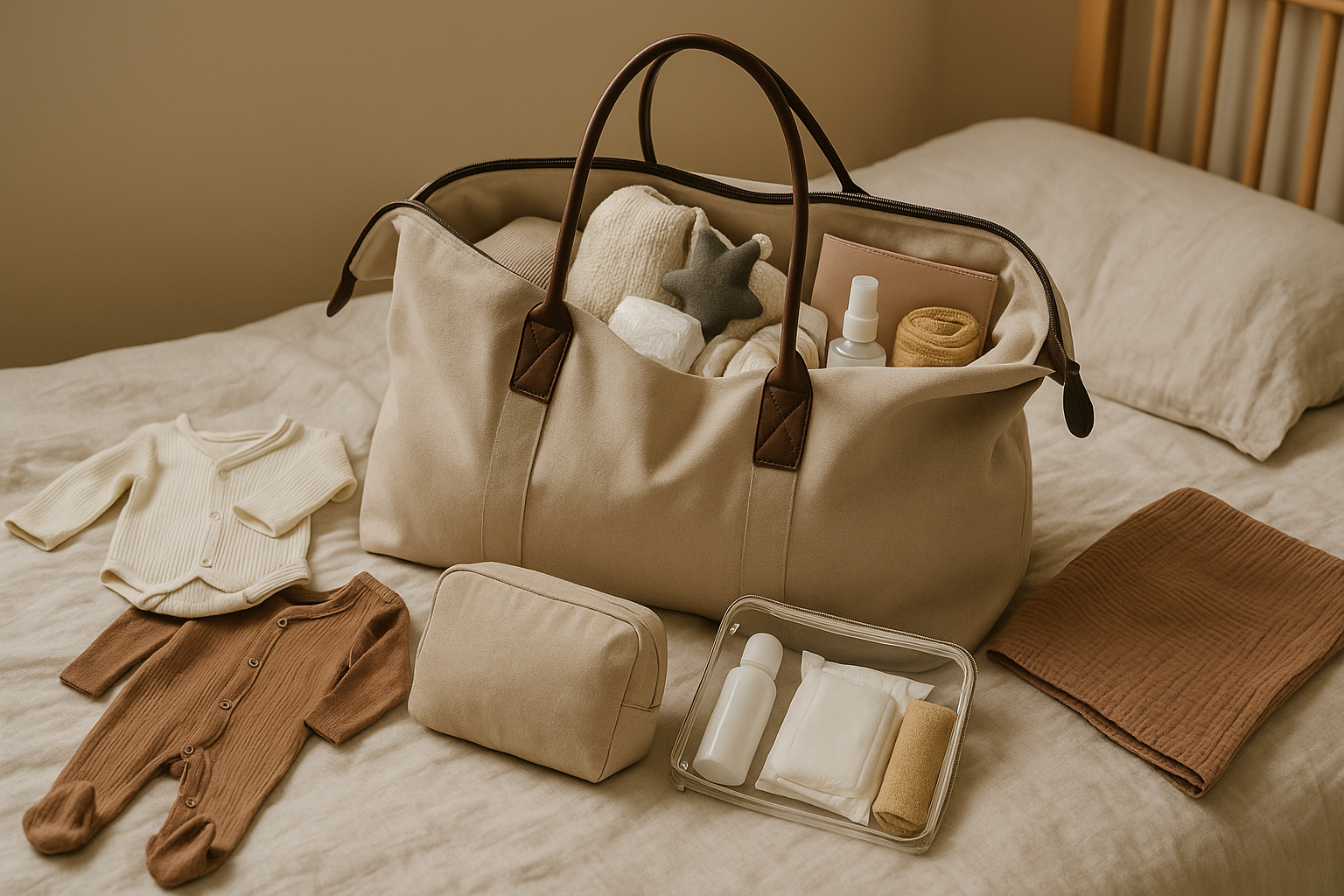 Torba do szpitala dla przyszłej mamy z wyprawką dla noworodka