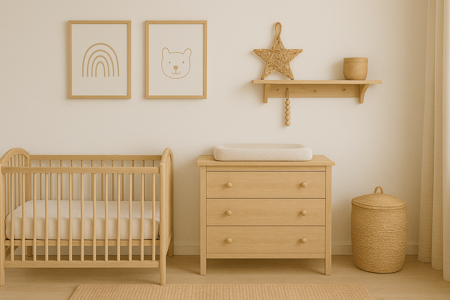 Minimalistyczne dekoracje w naturalnych kolorach w pokoju dziecka