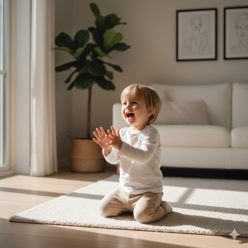 Dziecko bawiące się w powtarzanie dźwięk&oacute;w